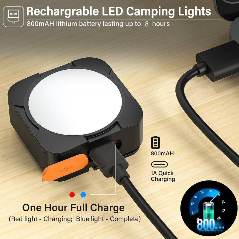 FLY2SKY Rechargeable Camping Lights 2Pcs Black Tent Lights Mini Flashlight Portable LED Camping Lantern Survival Gear Camping Accessories for Hiking Backpacking Fishing Hurricane Emergency Outage - Image 4